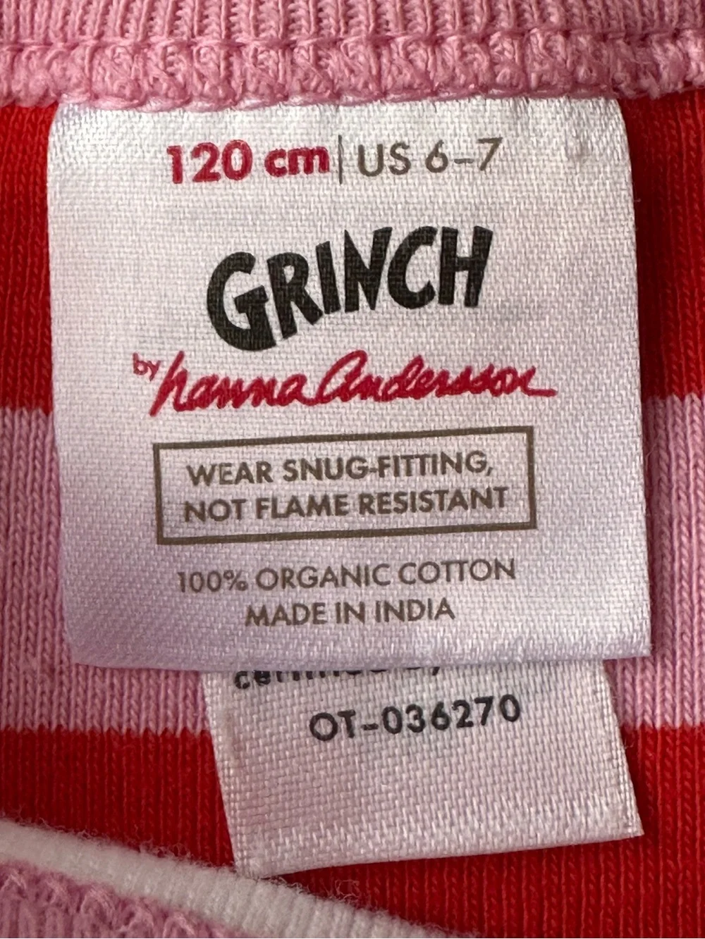 Hanna Andersson Dr. Seuss Grinch Cindy Lou Who Candy Cane Pajamas size 6-7